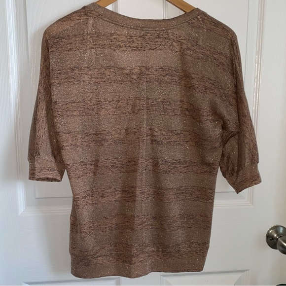 NWT Women’s Forever 21 sheer glittery V Neck top in Bronze size M - Picture 8 of 9